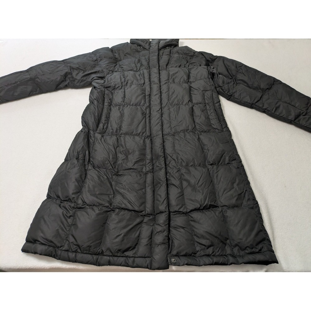 The North Face Coat Women Med Black 600 Down Long Puffer Full Zip Jacket Quilted